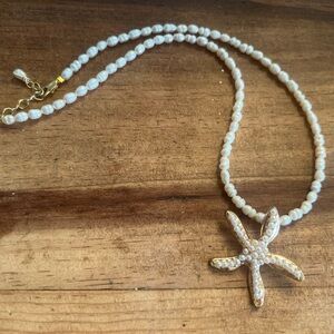 Gold Starfish Pearl Necklace